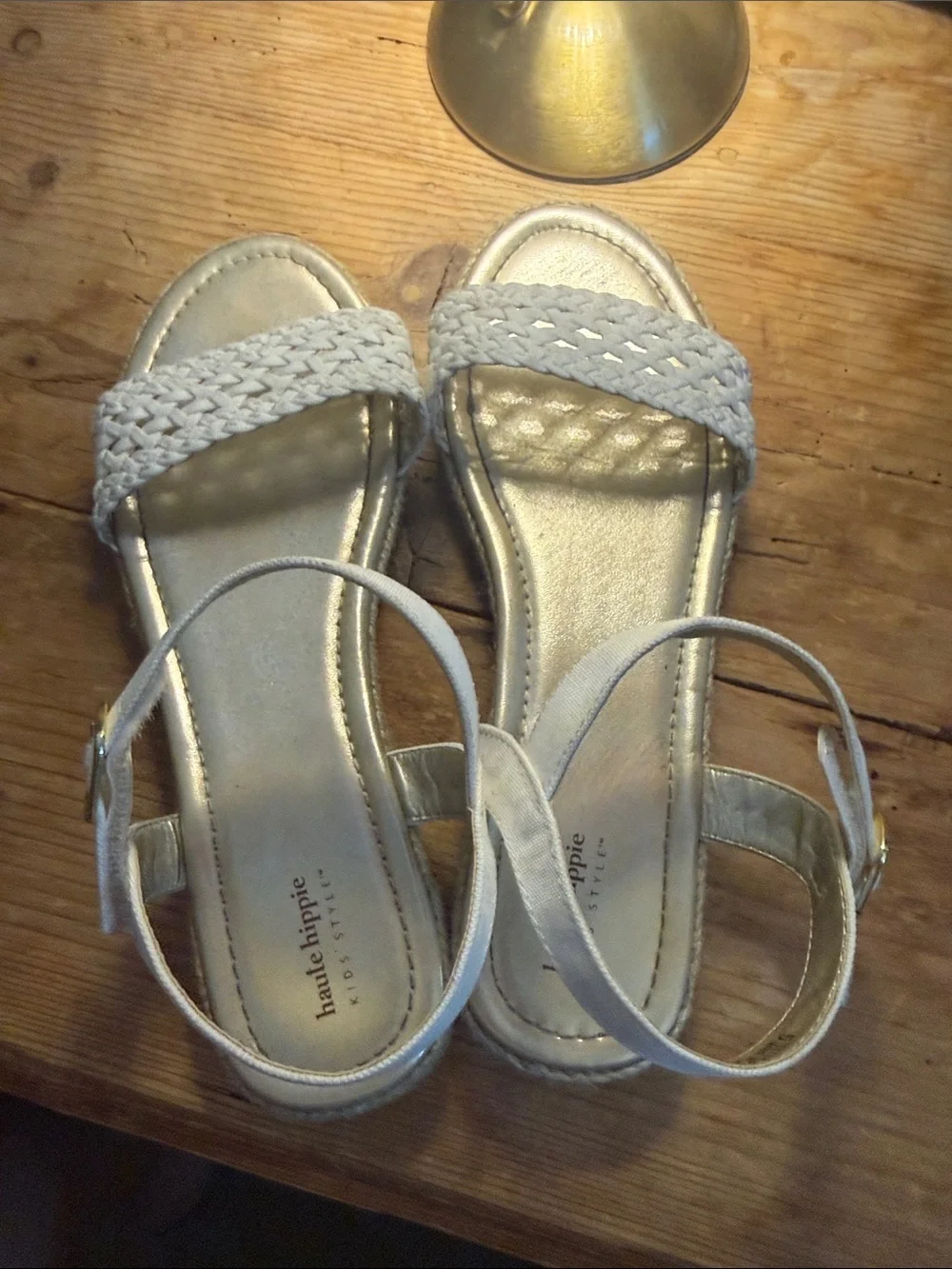 Haute Hippie Kids White Braided Strap Sandals